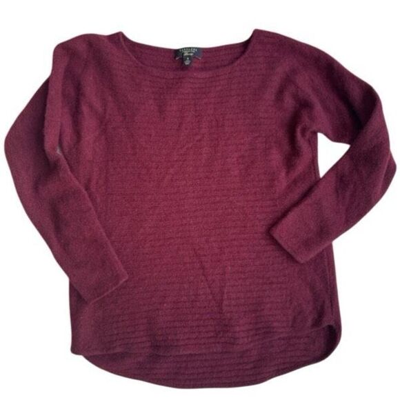 Charter Club Luxury 100% Cashmere Pullover Sweater Ribbed Red Burgundy Small - Picture 1 of 5